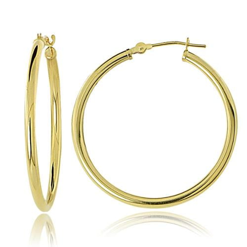 Solid 10K Gold Polished 2mm Round Hoop Earrings Solid 10K Gold Polished 2mm Round Hoop Earrings
